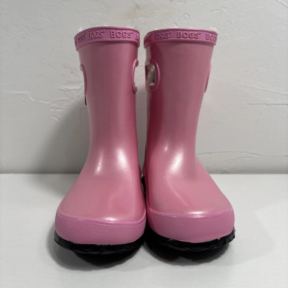 BOGS Rainboot Peluche Niños Niñas Talla 9 2 Asas Rosa Impermeable Bota de Goma Foto 3 de 4