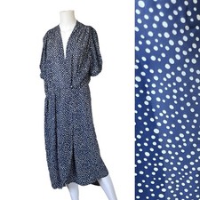 Vintage Blue and White Polka Dot Dress Short Sleeve Knee Length Sheer