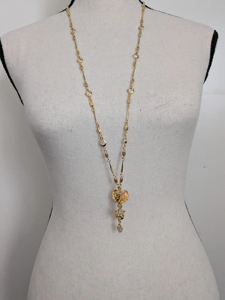 Collar de cadena con bisel de ángel cadena tono dorado Kirk's Folly años 70 vintage 34" Foto 2 de 4