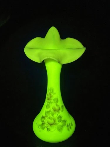 Vintage Fenton Burmese Glass Jack-In The-Pulpit JIP Hand Painted Roses Vase