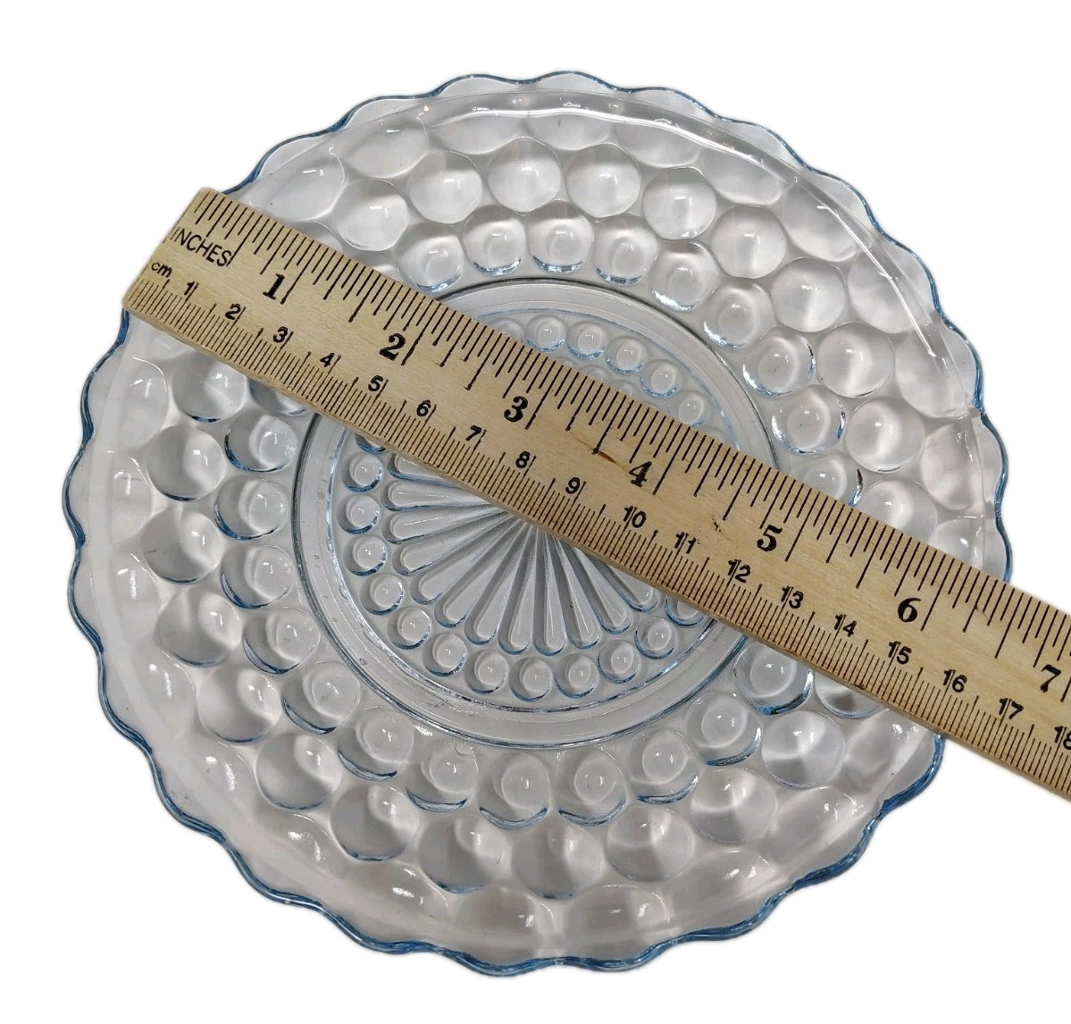 Anchor Hocking Sapphire Blue Bubble Glass Plate Set 6 Bread Salad Dessert 6.5"D