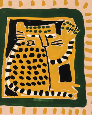 Primitive Leopard Poster - Abstrakte Tier Wandkunst - 12X16/16X20/18X24/24X36