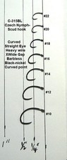 50 Czech Nymph/Scud Hooks-7 Sizes available-Barbless Blk-nkl C-315BL Competition