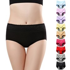 3 Pack Women's Period Cotton Panties Leakproof Menstrual Underwear Briefs M-2XL