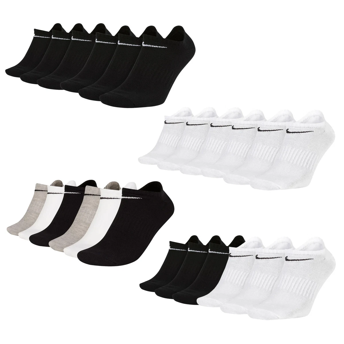 NIKE Unisex 6er Pack Sneaker Sportsocken - Everyday, Lightweight No Show, ein...
