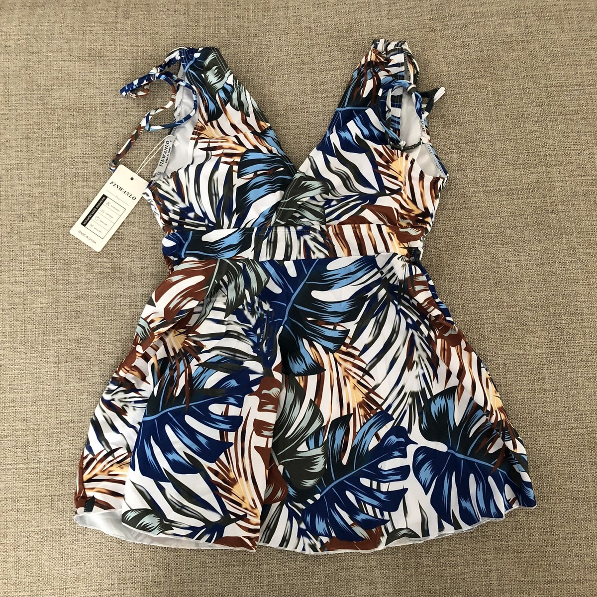 Finwanlo Two Piece Swimsuit Tankini Top Boy Shorts Women's Size S