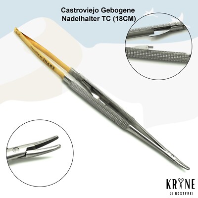 Castroviejo Nadelhalter 18 Cm Gebogen Chirurgische Mit Sperre Tc Gold