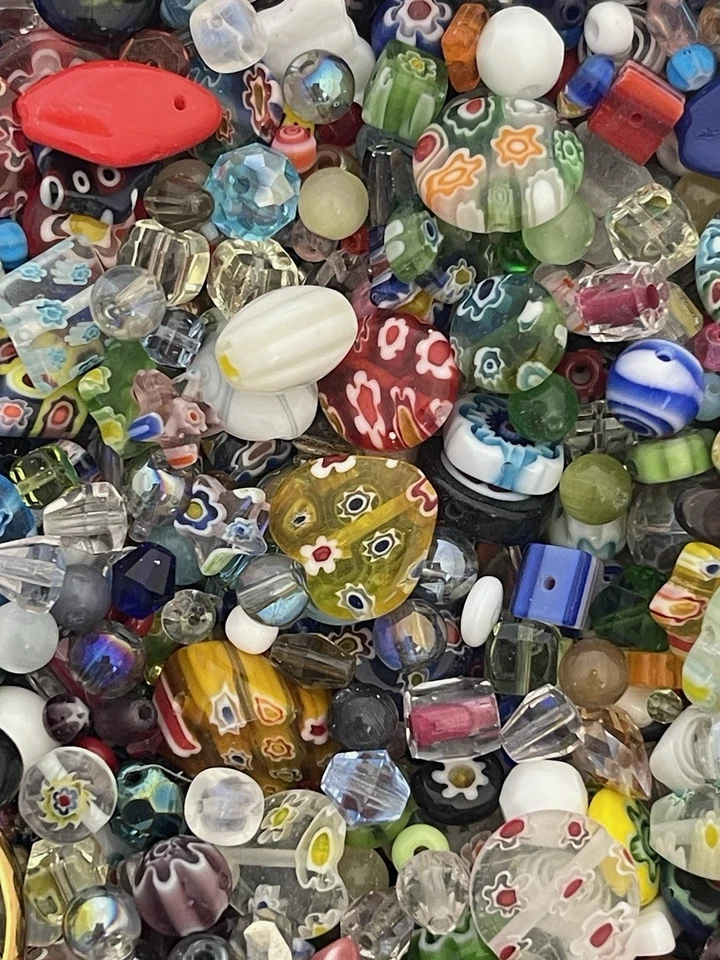 Cuentas de vidrio checo Millefiori a granel de 1/4 lb mezcla de cuentas espaciadoras prensadas pulidas al fuego Foto 4 de 4