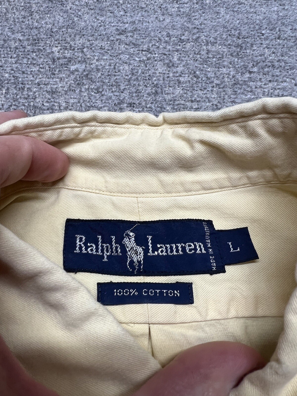 Camicia Ralph Lauren giallo cotone abbottonato blu pony uomo grande manica lunga