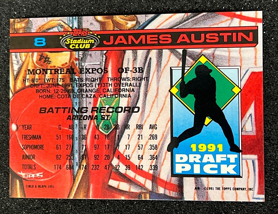 1992 Stadium Club Montreal Expos MLB Baseball Card 8 James Austin ...