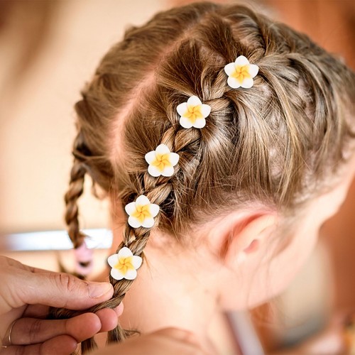 20Pz Fermagli per Capelli Bianco Piccolo Fiore per Donna Mini Fermagli per Capelli Flusso... - Foto 4 di 8