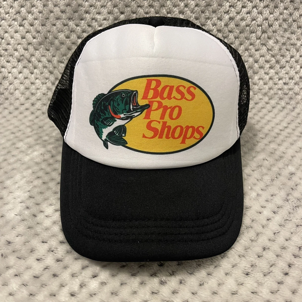 Bass Pro Shops Hat Logo Mesh Fishing Hunting Trucker Cap Snapback Black &  White