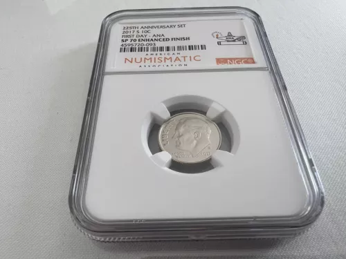2017-S 225TH ANNIVERSARY ROOSEVELT DIME FIRST DAY ANA  NGC SP70 E.F. (ANA LABEL)