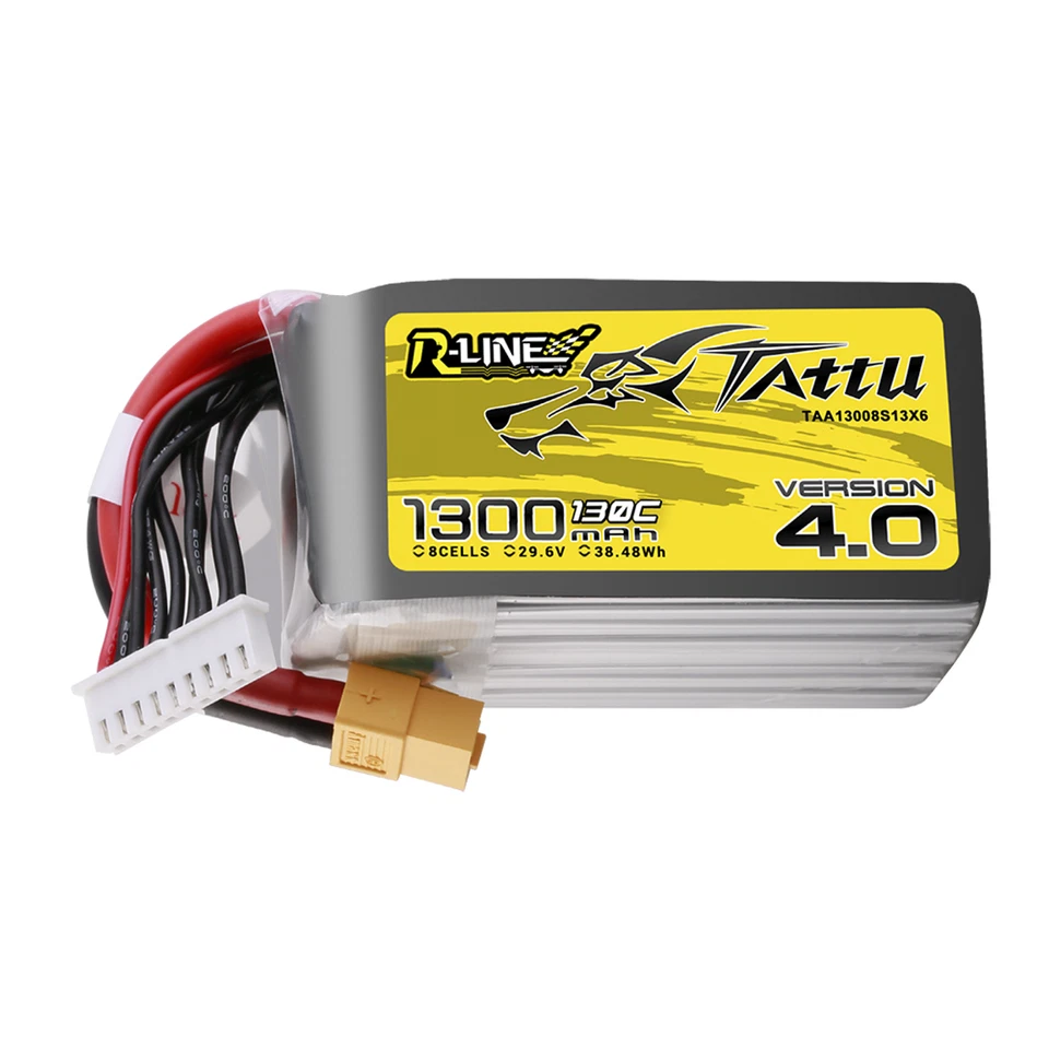 2X Tattu R-Line 1300mAh 130C 29.6V 8S Lipo Battery XT60 For FPV RC Helicopters - Image 2 of 4