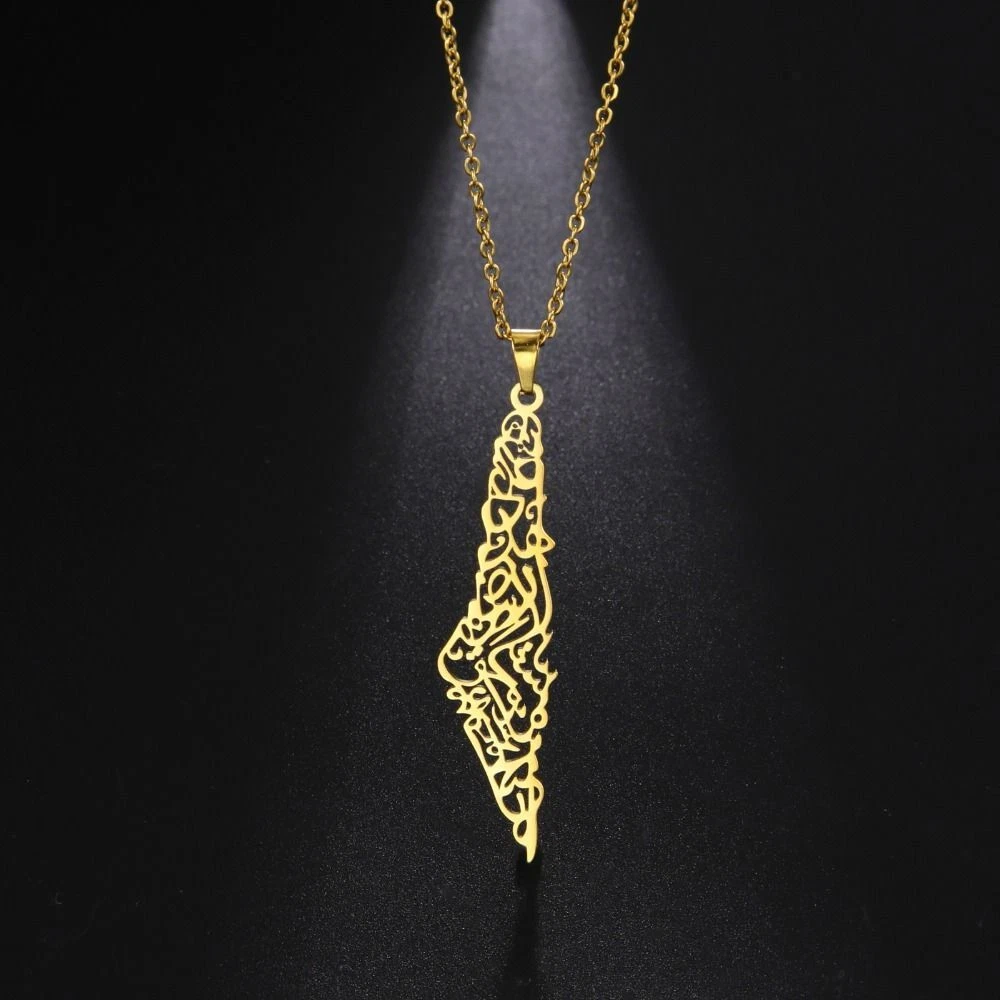 Lightweight Israel Map Pendant Stainless Steel Gold Necklaces