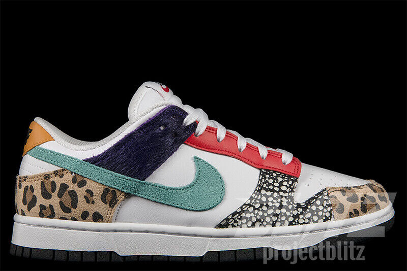 WOMENS NIKE DUNK LOW SE SAFARI MIX 2022 DN3866-100 WHITE LIGHT CURRY WASHED  TEAL