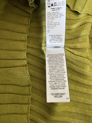 AUTOGRAPH M&S WOMENS WILLOW GREEN SILK BLEND V NECK RIBBED JUMPER Size 10 Bnwt - Picture 11 of 11