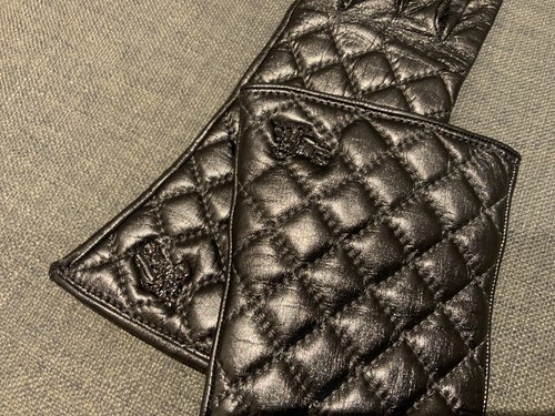 Burberry Metallic Quilted Leather Short Gloves Size 7 - Picture 4 of 12