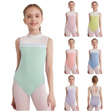 UK Toddler Girls Sheer Mesh Dance Leotard Gymnastics Dancewear Floral Dancing 