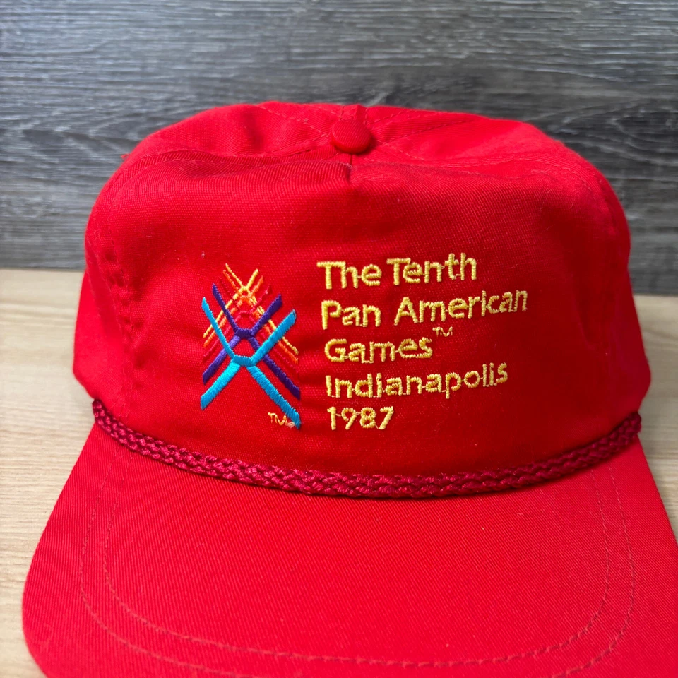 Gorra de colección de los Juegos Panamericanos con correa trasera roja Indianápolis 1987 ajustable Foto 2 de 4
