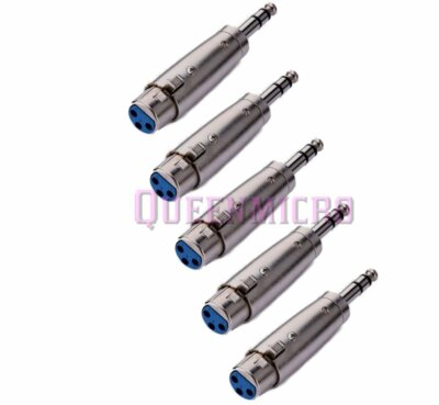 5x XLR 3Pin Female to 1/4'' Stereo TRS Mic Plug Audio Cable Connector Adapter