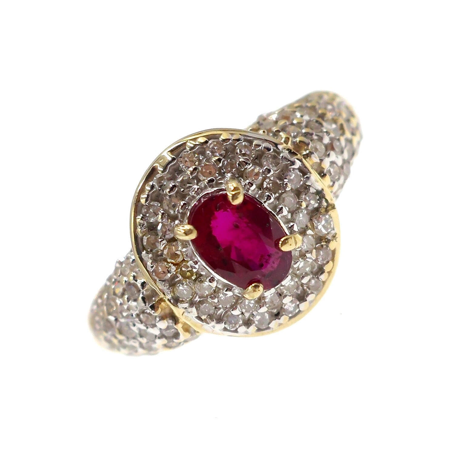 Classic 10k Solid Yellow Gold Natural Ruby and Di… - image 4
