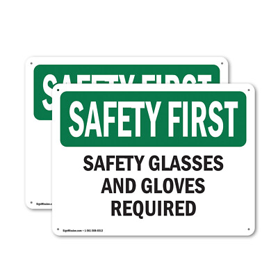 #ad #ad 2 Pack Safety Glasses And Gloves Required OSHA Safety First Sign Decal Metal $78.99