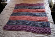 Handmade Crocheted Infant Baby Blank Blanket 42" x 40" Lavender, Pink, Blue