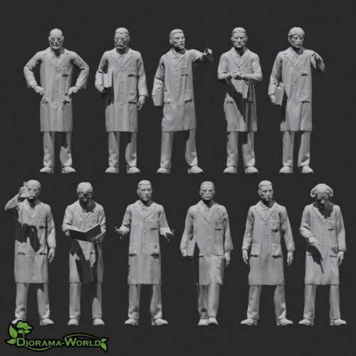 Wissenschaftler Set Resin Figuren unbemalt 1:24, 1:35, 48, 72 Modellbau Miniatur - Afbeelding 1 van 6