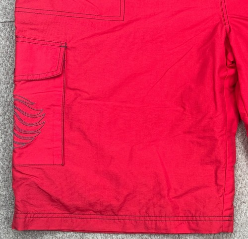 Racing Aprilia Men's Lion Embroidered Red Cargo Shorts Size 42 - Picture 2 of 11