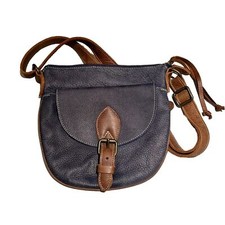 Vintage Roots Canada Black Pebbled Leather Crossbody Shoulder Saddle Bag