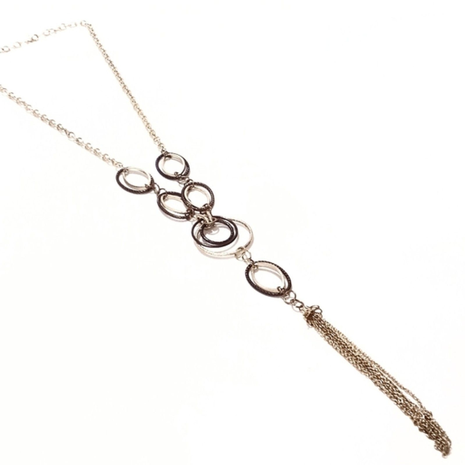 Multi Color Circle Link Tassel Statement Necklace - image 6