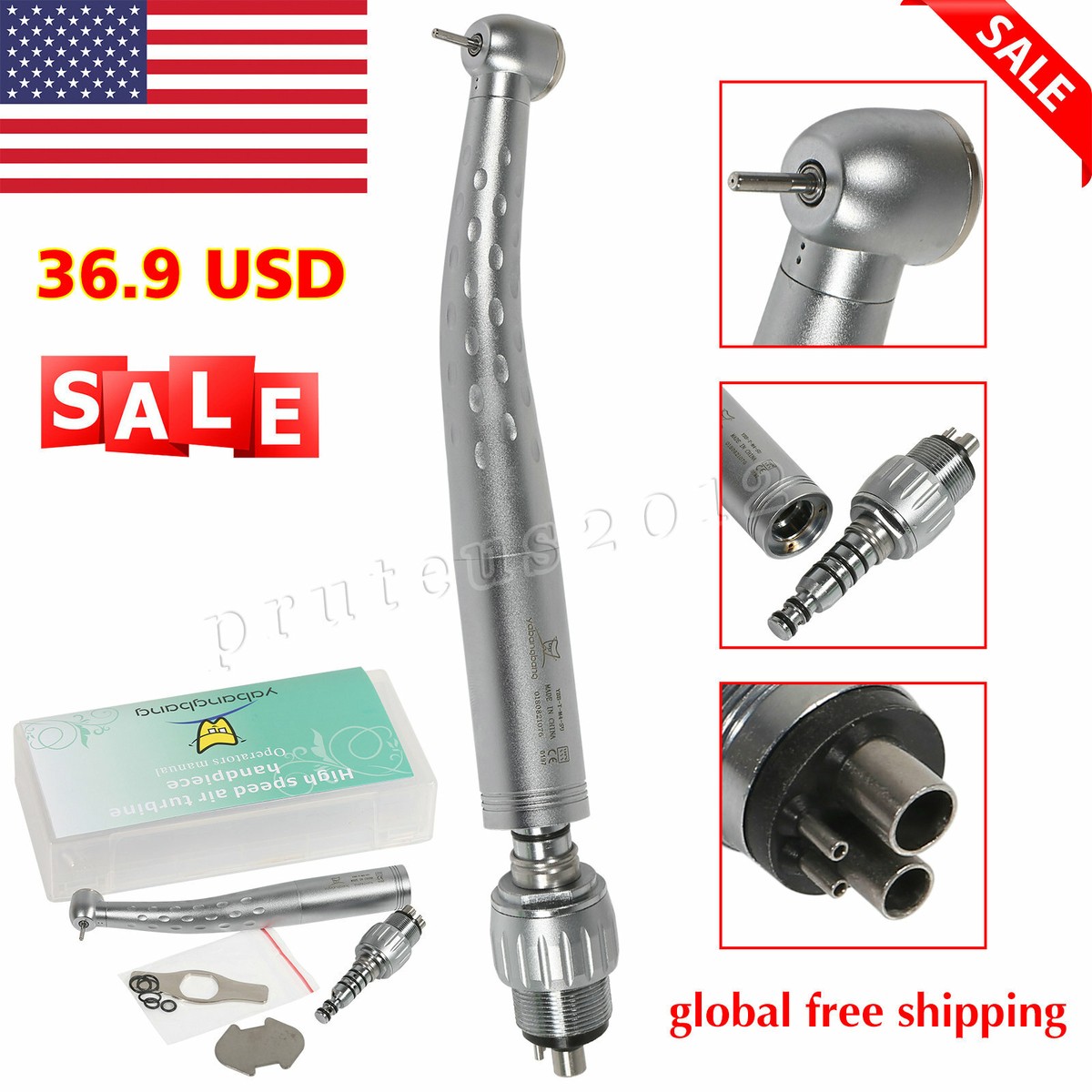 Dental High Speed Handpiece + 4 Hole Quick Coupler 360