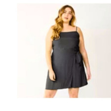 NWT - Plus Size Nine West Black Gathered Side Dress - Size 5XL