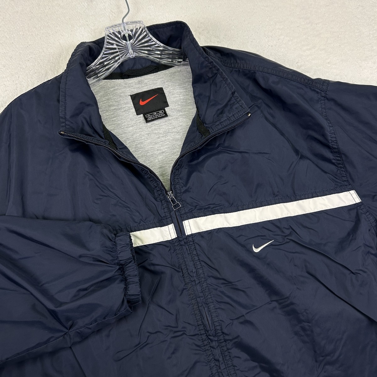 Vintage Nike Jacket Mens XL Navy Blue Full Zip Windbreaker