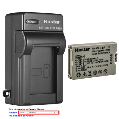 Kastar BP-110 Fully Decoded Battery Wall Charger for Canon VIXIA HF R20 Silver