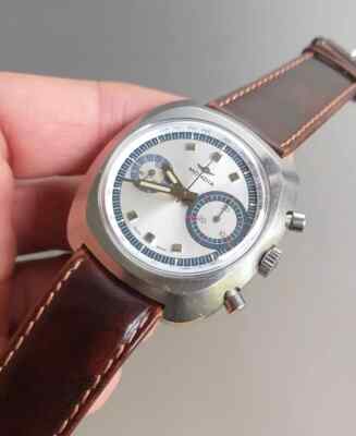 Vintage 1970's Mondia Big Eyes Steel Chronograph Valjoux 7733