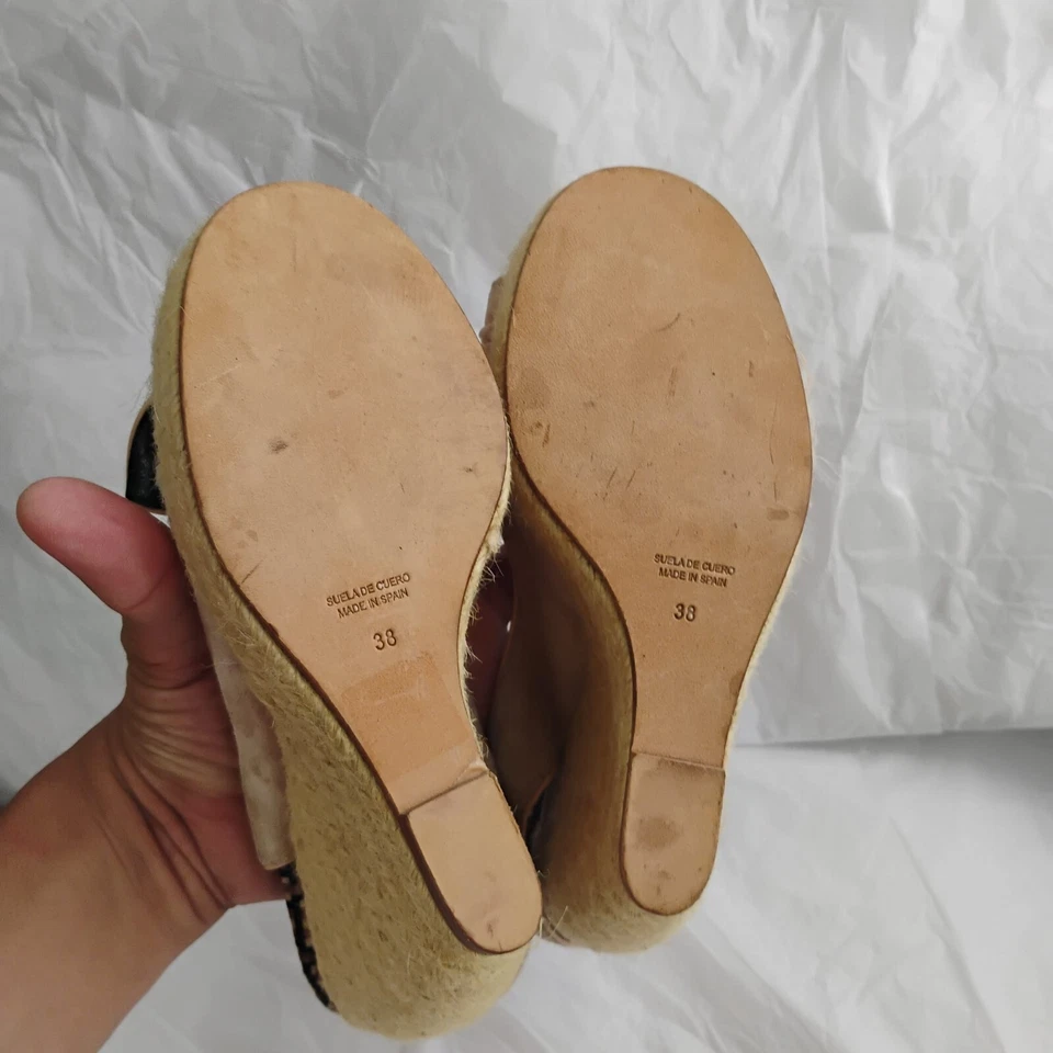 Alpargatas para mujer Roger Vivier cuña gamuza lujo logotipo sandalias talla 38 Foto 3 de 4