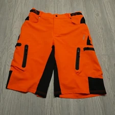 Arsuxeo Cycling Shorts Neon Orange Water Resistant Zip Pockets Mountain Biking