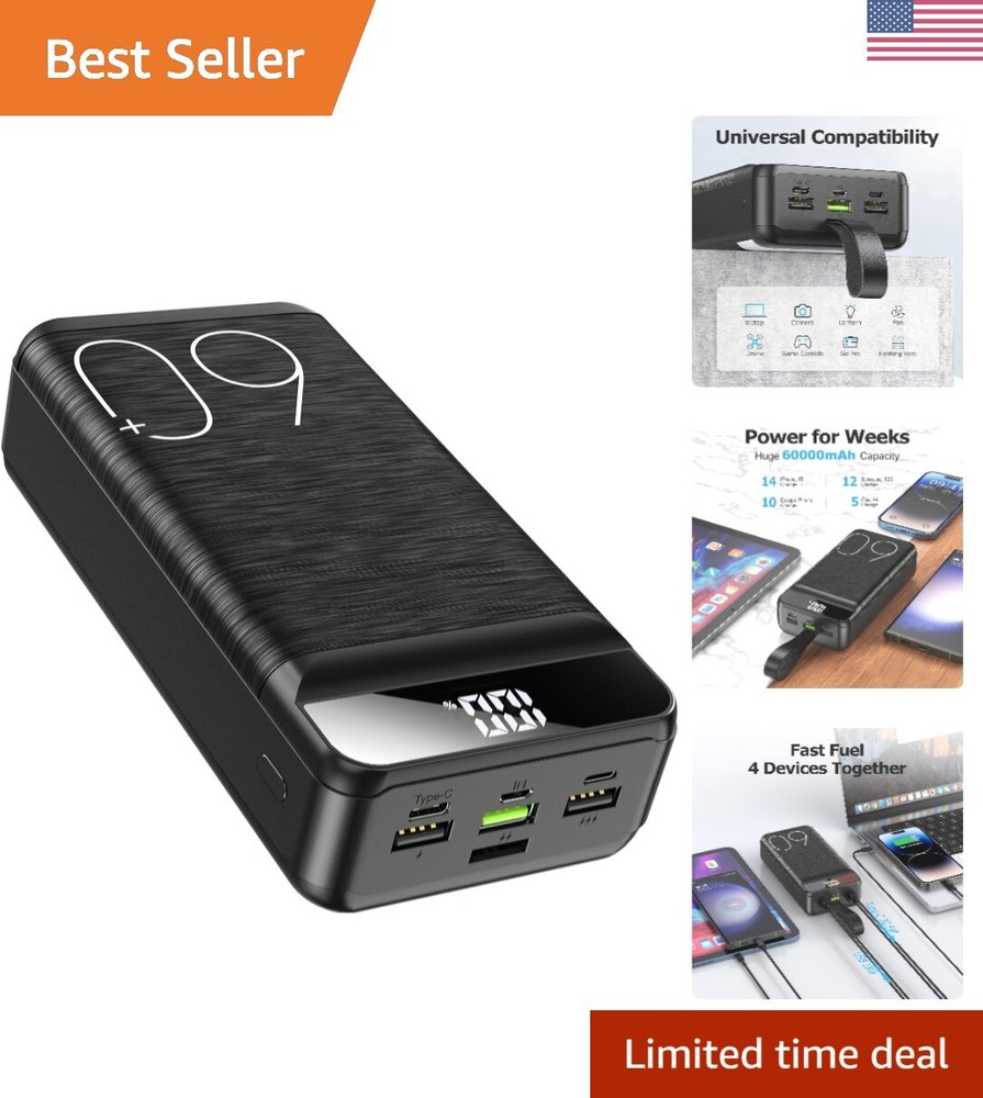 60,000mAh 22.5W Fast Charging Power Bank with USB-C Quick Charge