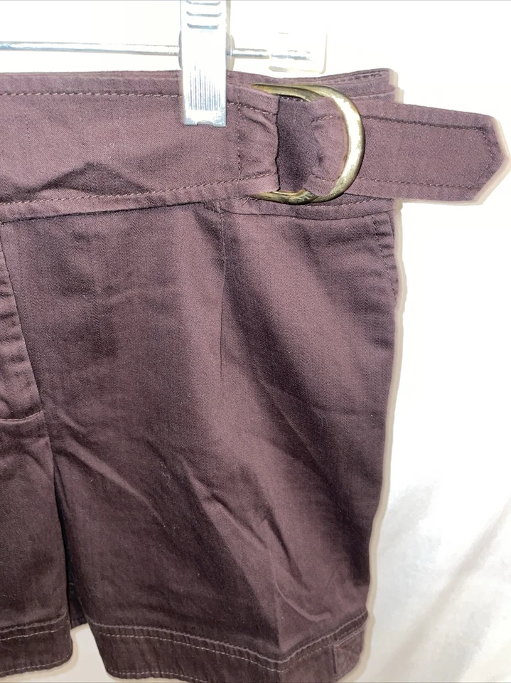 Pantalones Cortos de Vestido AB Studio para Mujer Talla 6 Marrón Mezcla de Algodón Cremallera Mosca Cinturón Lateral Exterior Foto 4 de 4