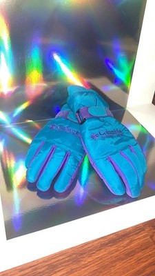 Vintage Columbia Ski Gloves Teal Purple 80s 90s Retro Winter Snowboarding