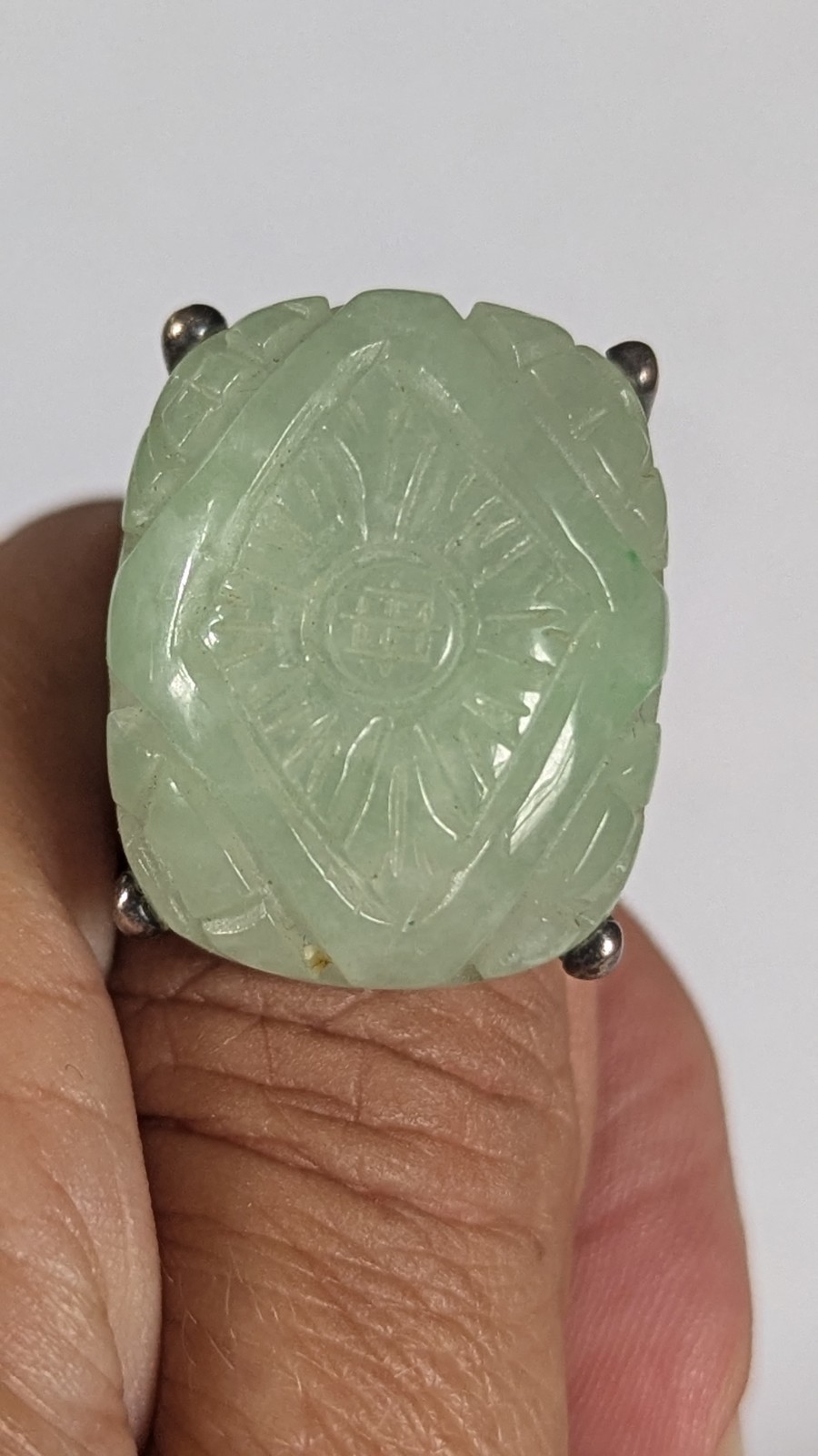 Natural Jade Ring With Silver - image 1