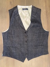 Vintage Polo Ralph Lauren Wool Blend Glen Plaid Suit Vest Waistcoat Gray Men