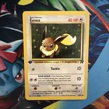 1995 eevee pokemon card value 55/82 Team Rocket 1st Edition SGC 8.5  TBC Games [3] Bite (30) Evoli 55/82 1st edition