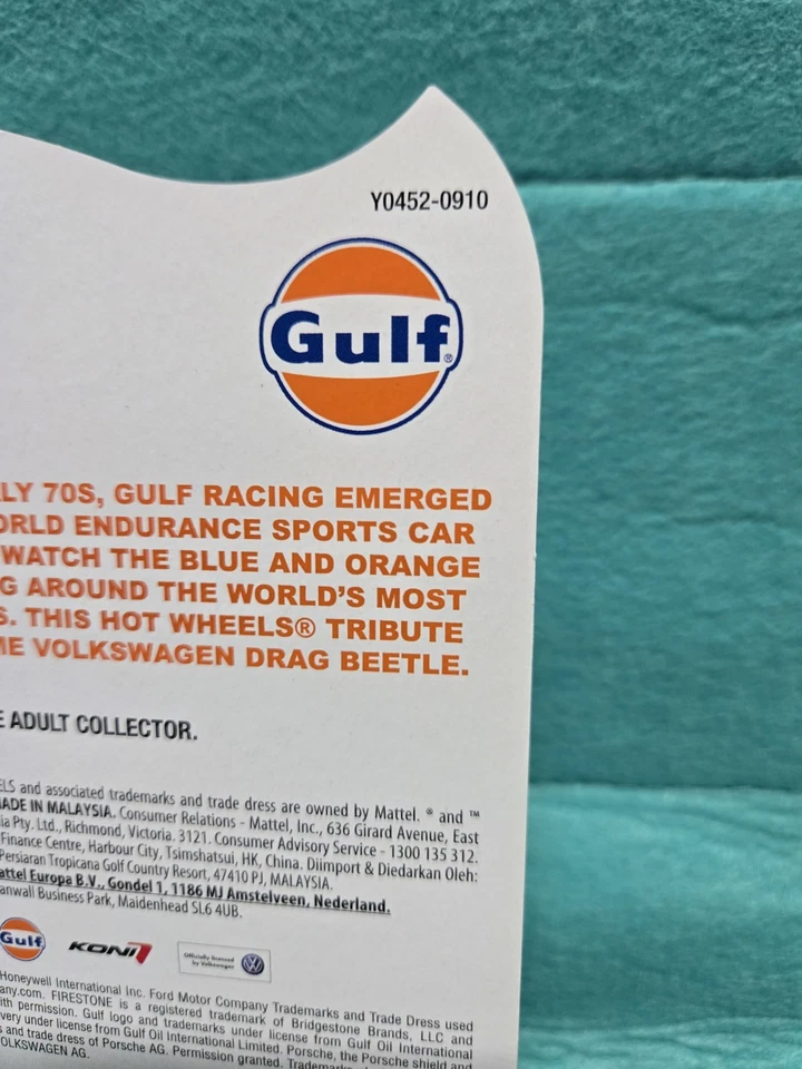 Hot Wheels RLC Gulf Racing Volkswagen Drag Beetle 2966/4000 pilotos reales Foto 4 de 4