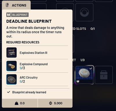 Arc Raiders Deadline blueprint 