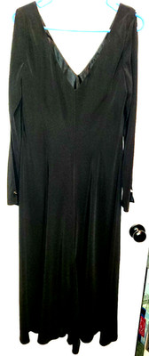Jones New York Size 14 Black Dress Long Sleeve Classic Elegant Style