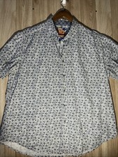 Robert Graham Men  s XL Floral Grey Print All Over Short Sleeve Button Up Shirt