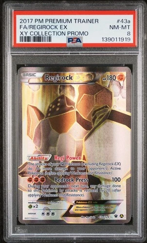 PSA 8 REGIROCK EX PREMIUM TRAINER XY COLLECTION PROMO 43a FULL ART POKEMON MJ